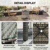 Outsunny Wicker Garden Rattan Table, Patio Furniture Outdoor Coffee Table with Umbrella Hole and Tempered Glass Top, Grey