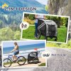 PawHut Dog Bike Trailer, 2 in 1Foldable Pet Stroller with Hitch Coupler, Reflectors, Quick Release Wheels, Flag, for Medium Dogs, Grey