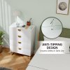 HOMCOM Bedroom Chest of Drawers with Gold Tone Handle, Modern Fluted 4-Drawer Dresser with Metal Legs for Living Room, Hallway, White