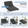 HOMCOM 2 Seater Sofa Bed, Click Clack Convertible Bed Settee, Modern Velvet Feel Fabric Sofa with 2 Cushions for Living Room, Bedroom, Guest Room