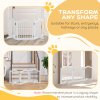 PawHut Freestanding Pet Gate Wooden Dog Gate with Support Feet Foldable Pet Fence Safety Barrier for the House Doorway Stairs White