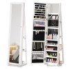 HOMCOM 360° Swivel Jewellery Cabinet with Full Length Mirror, Lockable Jewellery Organiser with Built-in Makeup Mirror and Storage Shelves for Bedroom, White