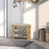 HOMCOM Bamboo Shoe Storage Bench, 3-Tier Shoe Bench with Seat Cushion, Shoe Rack for Entryway, Hallway, Living Room, Bedroom, Cream White