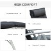 Outsunny Sun Lounger Steel Frame Outdoor Folding Chaise Texteline Lounge Chair Recliner with Headrest & 7 Levels Adjustable Backrest, Black