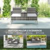 Outsunny 2 Seat Rattan Garden Bench, Patio Wicker Chair with Glass Tea Table, Outdoor Love Seat with Padded Cushions, for Garden, Porch, Charcoal Grey/Grey