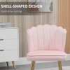 HOMCOM Shell Luxe Velvet Accent Chair with Gold-tone Metal Legs, Modern Vanity Chair for Living Room, Bedroom, Home Office, Pink