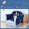 HOMCOM Children's Armchair Flannel Kids Sofa Tub Chair Cartoon Rocket Pattern Wooden Frame Bedroom Playroom Seater Blue