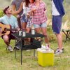 Outsunny 70cm Aluminum Roll-Top Table w/Mesh Bag Camping Outdoor Dining Foldable w/Steel Frame Picnic Lightweight Hiking Furniture Desk, Black