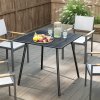 Outsunny Garden Dining Table for 4 Person, Square Outdoor Table with Easy Clean Slat Top, Rust Resistant Steel Frame, for Terrace, Balcony, 80 x 80 x 74 cm, Black