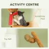 PawHut Cat Tree, 98cm Deer-Designed Cat Tower for Indoor Cats, Kittens, with Scratching Posts, Toy Ball, Tunnel, Brown