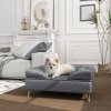 PawHut Dog Sofa Pet Couch Cat Chair with Removable Backrest, Soft Cushion, Washable Cover, for Small and Medium Sized Dogs, Grey