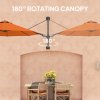 Outsunny 3 M Wall Mounted Garden Parasol Umbrella with Rotate, Outdoor Market Umbrella Sun Shade Canopy with 8 Ribs, Orange