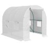 Outsunny Reinforced Walk In Polytunnel Greenhouse with Roll Up Door, Galvanised Steel Frame and Zipped Door Windows (2 x 2.5m), White
