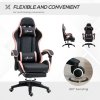 Vinsetto Computer Gaming Chair, PU Leather Desk Chair with Footrest, Swivel Task Chair with 135° Reclining Back and Lumbar Support, PC Chair for Adults, Black and Pink