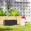 Outsunny Set of 2 Hanging Flower Boxes, 50 cm Long, Rattan Look Flower Pot with Drainage Holes and Hooks, Railing Box for Fence Balcony Garden