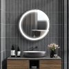 kleankin Round LED Bathroom Mirror, Dimmable Lighted Wall-Mounted Mirror with 3 Temperature Colours, Memory Function, Hardwired, Black