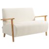 HOMCOM 2 Seater Sofa, Small Sherpa Fabric Couch Settee, Nordic Upholstered Loveseat with Wood Legs and Armrests, Thick Seat for Living Room, Bedroom, Office, Cream White