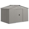 Outsunny 9 x 6ft Metal Garden Shed, Outdoor Storage Tool House with Ventilation Slots, Foundation Kit and Lockable Double Doors, Silver Grey