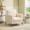 HOMCOM Modern Armchair, Upholstered Linen Fabric Accent Chair with Metal Legs, Wood Frame and Thick Padded Cushion for Living Room Bedroom Office, Beige