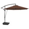 Outsunny 3(m) Garden Cantilever Parasol with Fillable Base up to 90kg, Wind Protection Strap, Cover, Round Banana Hanging Umbrella with Crank Handle and Tilt, UPF50+ Patio Umbrella, Brown