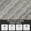 Outsunny 70 cm Outdoor Dining Table, PE Rattan Patio Table with Wood-plastic Composite Top for Balcony, Garden, Grey
