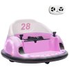 AIYAPLAY Kids Bumper Car, 360 Rotation 12V Waltz Car, Battery Powered Ride-On Toy with Remote Control, Dual Joystick, Music, USB, LED Lights, Horn, for Ages 1.5-5 Years, Pink