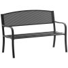 Outsunny 2 Seater Metal Garden Bench Garden Park Porch Chair Outdoor Patio Loveseat Seat Mesh Net Backrest Black