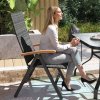 Outsunny Outdoor Folding Dining Chair, PE Rattan Chair with Armrests, High Backrest, for Garden, Camping, Balcony, Porch, Mixed-grey