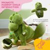 AIYAPLAY Baby Rocking Horse, Plush Ride on Dinosaur Seat with Safety Belt, 32 Songs, Wood Base, Hand Puppet