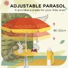 Outsunny Kids Bistro Set Children Table and Chair Set Garden Furniture Lion Themed 4 Pieces w/ Adjustable Parasol, Foldable Chairs for 2-5 Years - Yellow