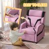 AIYAPLAY Kids Recliner, 2 in 1 Toddler Gaming Recliner with Backrest, Armrest, Footrest, PU Leather Lounge Armchair for Playroom, Bedroom, Kids Room, Pink