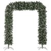 HOMCOM 8.2 ft Snow Frosted Christmas Tree Arch, Christmas Arch Doorway Decor with 2100 Tips and 96 Pinecones, Artificial Xmas Tree with Metal Stand for Indoor, Green