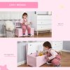 HOMCOM 2 In 1 Wooden Toy Box, Kids Seat Bench Storage Chest Cabinet Organiser w/ Safety Pneumatic Rod, 60 x 30 x 50cm - Pink