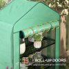 Outsunny 4 Tier Widened Mini Greenhouse with Reinforced PE Cover, Portable Indoor Outdoor Green House with Roll-up Door and Wire Shelves, 90 x 49 x 160cm, Green