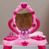 AIYAPLAY Kids Dressing Table with Mirror and Stool, Kids Vanity Table Make Up Pretend Play Toys with Light, Music, 15 Accessories, for Ages 3-6 Years, Pink