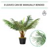Outsunny 60cm/2FT Artificial Palm Tree Decorative Plant 8 Leaves with Nursery Pot, Fake Tropical Tree for Indoor Outdoor D??cor