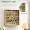 HOMCOM 7-Tier Wall Mounted Display Cabinet, Display Case with 6 Adjustable Shelves, Glass Doors for Home Office Ornaments 83x80cm, Oak
