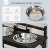 PawHut Raised Dog Bowl, Elevated Dog Bowl with Adjustable Height Stand, 2 Stainless Steel Bowls, for Small Medium Large Dogs - Black