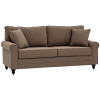HOMCOM 3 Seater Sofa, Fabric Couch with Rubber Wood Legs, 3 Seater Settee with Extra Padded Cushions and Pillows for Living Room, 196W x 80.5D x 89H cm, Brown
