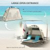 Outsunny Pop Up Tent Beach Tent for 2-3 Person, UPF15+ Easy Set Up Sun Shelter with Extended Floor, Sandbags, Mesh Windows and Carry Bag, Khaki