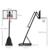 SPORTNOW Basketball Hoop Outdoor, Height Adjustable Basketball Hoop and Stand with Weighted Base, Portable on Wheels, 2.4-2.9m, Black