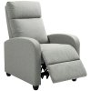 HOMCOM Push Back Recliner Armchair, Linen Fabric Reclining Chair with Adjustable Leg Rest, Single Padded Seat Sofa Lounge for Living Room, Bedroom, Light Grey