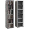 HOMCOM 204 CD Media Display Shelf Unit Set of 2 Blu-Ray Tower Rack w/ Adjustable Shelves Bookcase Storage Organiser, High Gloss Grey
