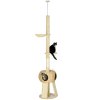PawHut 255cm Cat Tree for Indoor Cats, Tall Cat Tower with Scratching Posts, Ramps, Hammock, Condo with Two Doors, Toy Balls, Platform, Beige