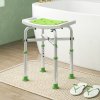 HOMCOM Shower Chair for the Elderly and Disabled, Adjustable Padded Shower Stool with Built-in Handle and Non-slip Suction Foot Pads, Green