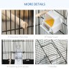 PawHut Bird Cage with Perches, Food Bowls, Swing, Parrot Cage for Budgie, Parakeet, Small Bird, 46.5 x 35.5 x 92cm, Black