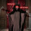 HOMCOM Halloween Animatronic Standing Werewolf Animated Decoration, Life-Size Halloween Animatronic with Light-Up Eyes, Sound and Touch Activated, Moving Head Prop for Haunted House Party
