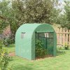 Outsunny 1.8 x 1.8 x 2m Polytunnel Greenhouse with Doors and Mesh Windows, Walk-in Grow House Tent with UV-resistant PE Cover and Steel Frame, Green