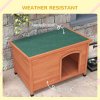 PawHut Wooden Dog Kennel Outdoor Pet House Elevated with Removable Floor, Openable Roof, for Large Dogs, 100 x 65.5 x 68cm - Natural Wood Tone