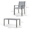 Outsunny 6 Seater Garden Dining Set with Stackable Armchairs, WPC Top Dining Table, Outdoor Table and Chairs, Garden Furniture Set, Light Grey